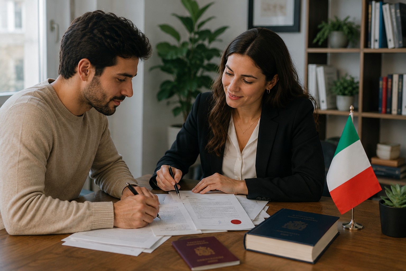 Traducción jurada de documentos españoles para Italia con asesoramiento profesional en entorno de oficina