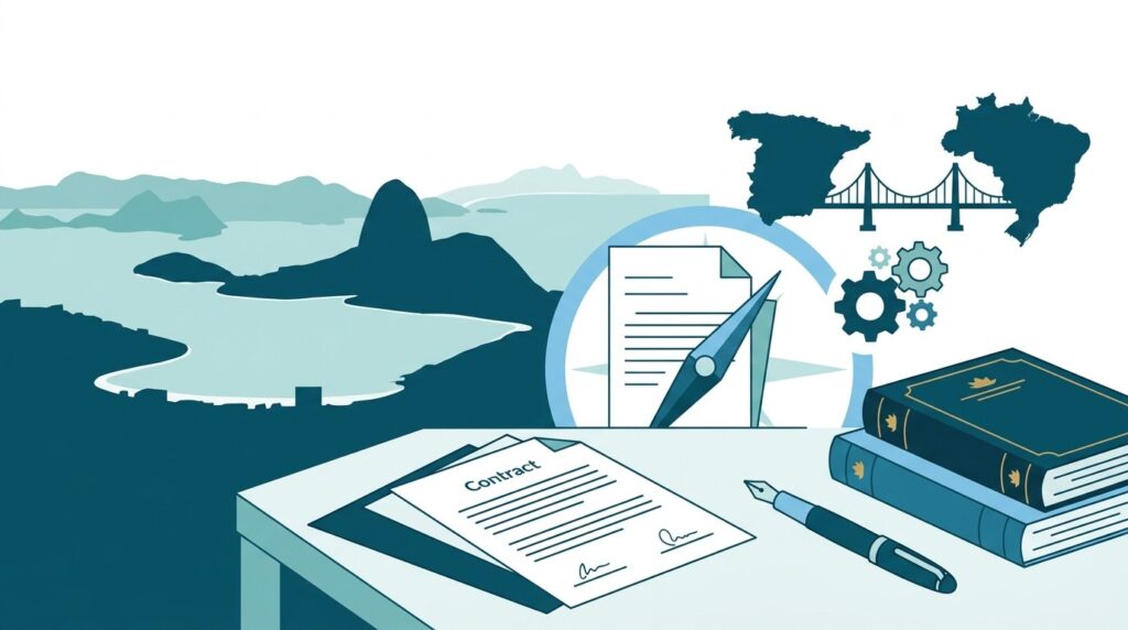 Ilustración sobre traducción jurada de documentos entre España y Brasil